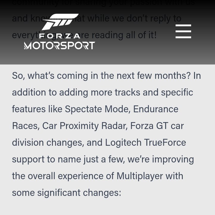 @ForzaMotorsport #ForzaMotorsport is soon adding Endurance Races, proximity radar, better matchmaking and improvements in penalisation system. LET'S GO! 👏👏