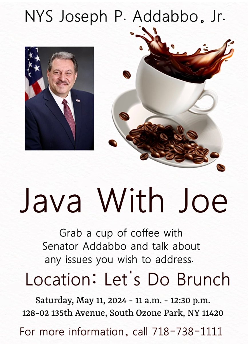 MY NEXT ‘JAVA WITH JOE’ IS THIS SATURDAY