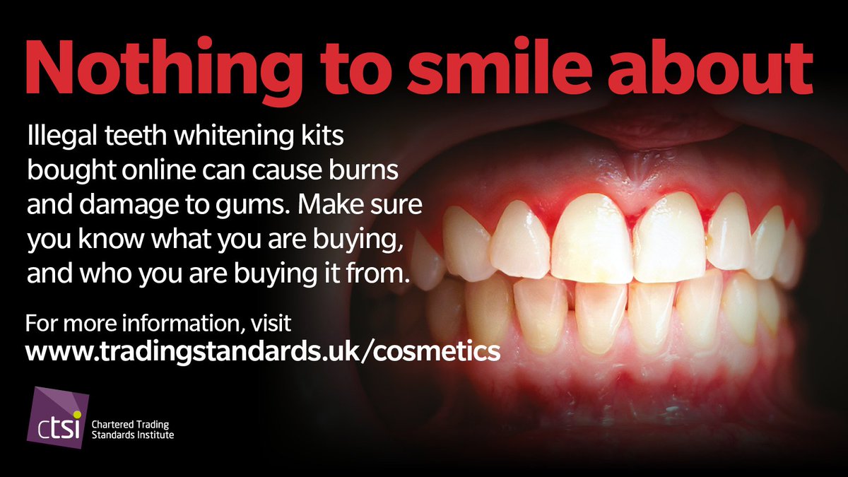 Illegal teeth whitening kits for home use can cause burns and damage to gums. Make sure you know what you are buying - and who you are buying from @CTSI #CostofBeauty