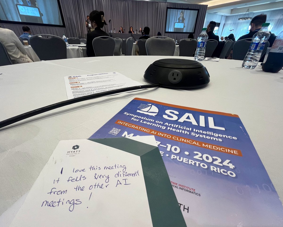 Xiao Liu (@drxiaoliu) on Twitter photo Just found this note on the table at <a href="/SAILhealth/">Symposium on AI for Learning Health Systems</a> #SAIL2024 and I agree with whoever left this here!! 😎 let’s go day 4! Just found this note on the table at <a href="/SAILhealth/">Symposium on AI for Learning Health Systems</a> #SAIL2024 and I agree with whoever left this here!! 😎 let’s go day 4!