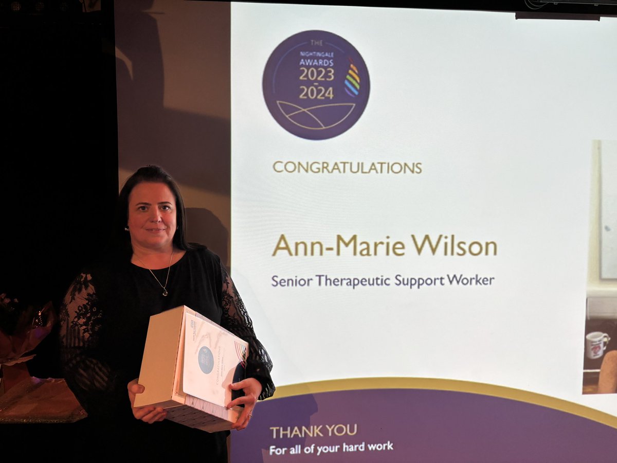 The Therapeutic Care Volunteer Award goes to senior therapeutic support worker Ann Marie Wilson 🙌#Steesnightingale