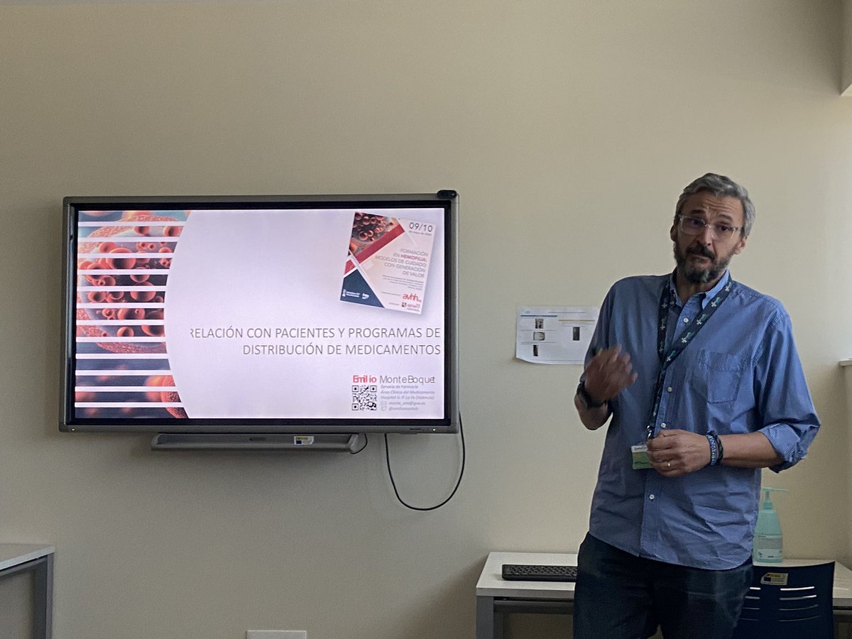 <<Relación con pacientes y programas de distribución de medicamentos>> por el Dr. <a href="/emiliomonteb/">Emilio Monte</a> en el curso de Formación en Hemofilia 🤗🤗