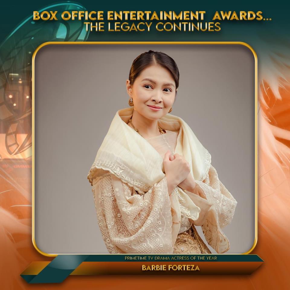 Barbie Forteza will be lauded as the PRIMETIME TV ACTRESS OF THE YEAR at the Box Office Entertainment Awards 2024 on May 12, 2024 🏆 

Make sure to catch the broadcast on May 25, Channel A2Z 📺

#BarbieForteza @dealwithBARBIE