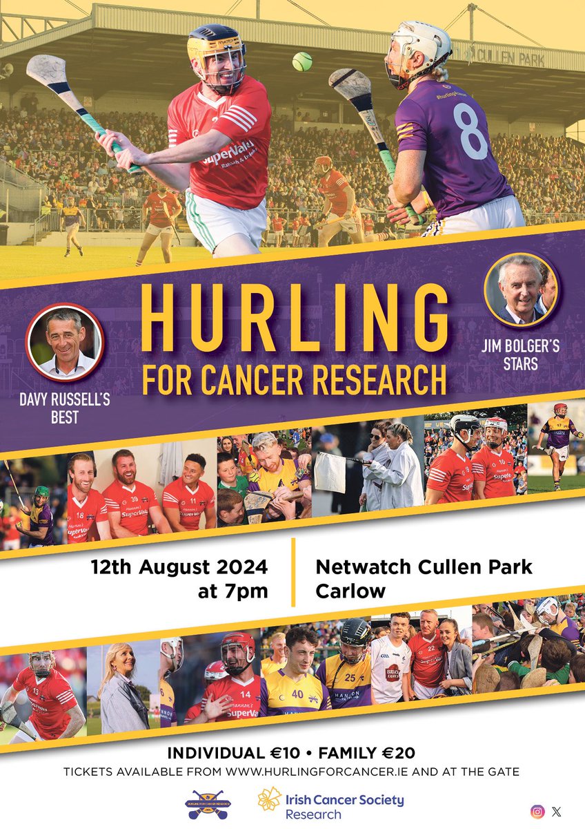 Fantastic poster for this years Hurling for Cancer Research event, courtesy of @Hurling4cancer and designed by @claire_goodad. It really captures the atmosphere of this wonderful fundraiser. Details below 👇