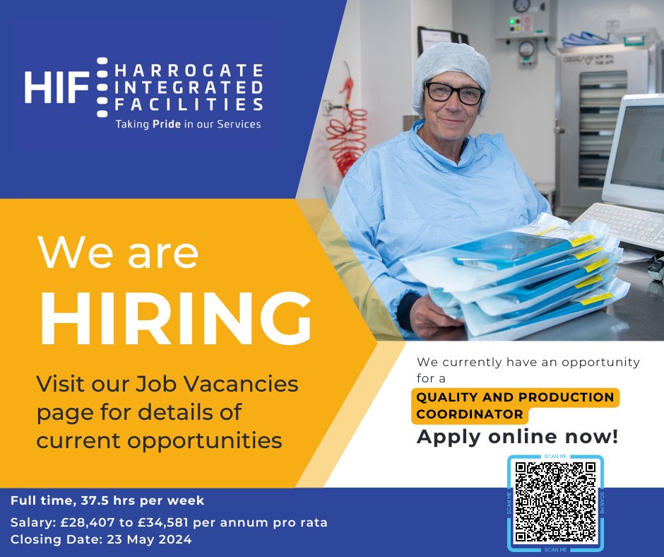 We are hiring! Visit harrogateintegratedfacilities.co.uk for details and to apply online!