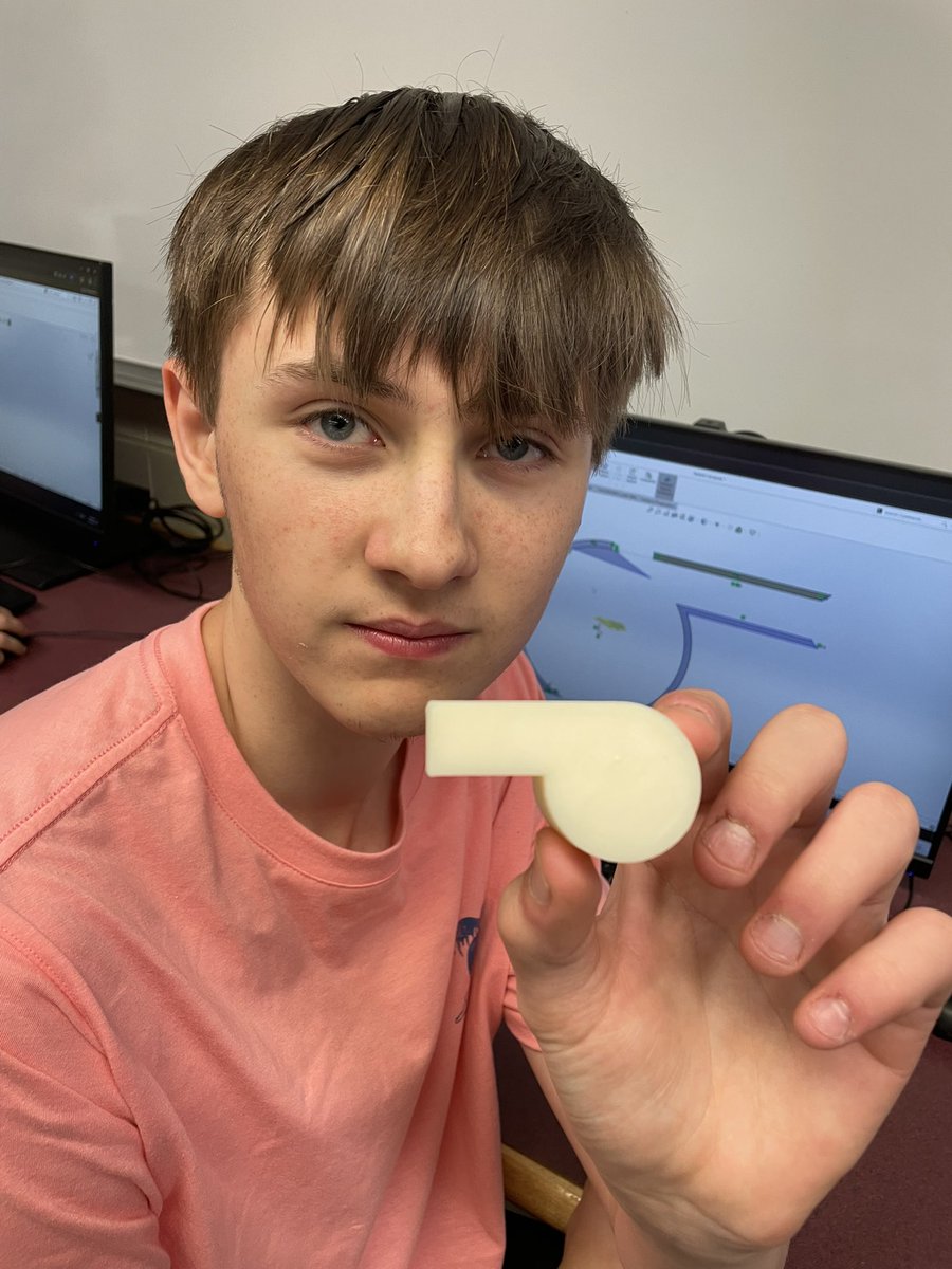 Making whistles in CADD Adv class! From scratch, each student design is different. Hard to do- angles and air volume has to be perfect to work. Proud of these students! #CTE #STEM #STEMeducation #sequoits #achs #3dprint #3Dprinting #cad #Engineering