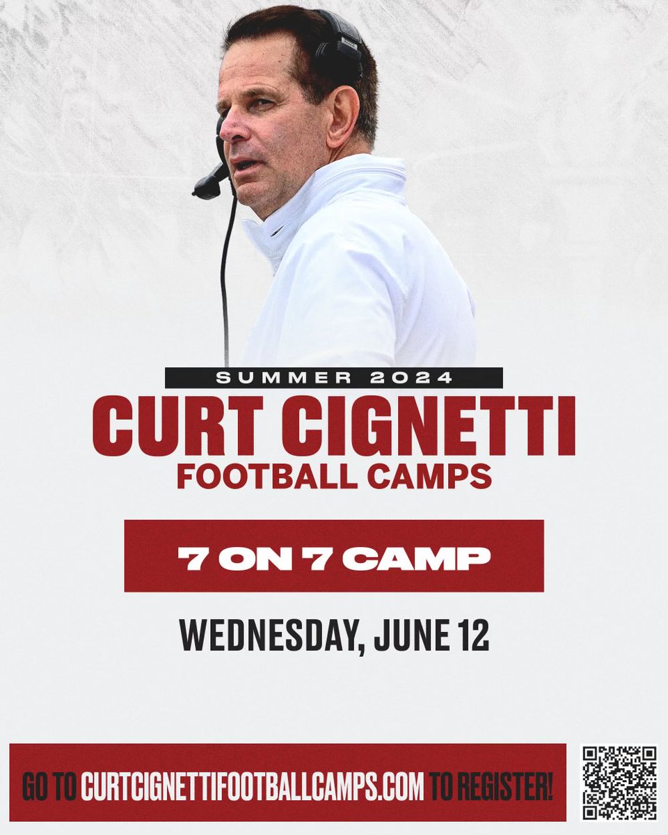 One month out and just released a few more slots for 7 on 7!! Show up—win the tourney—show OUT! curtcignettifootballcamps.com/7on7-camp.cfm