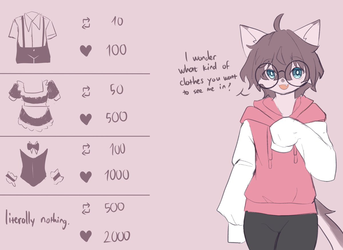 clothing challenge! help me decide what to put my sona in :3

the results will be decided in 48 hrs...
