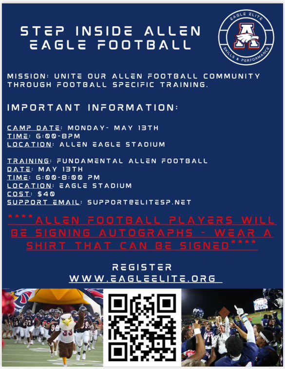 🚨1st-6th Calling all future 🏈champions‼️Is your young athlete dreaming of stepping onto Eagle Stadium❓🦅 Join the Allen Eagle football program where character, skills, and champions are made!Give your athlete the confidence and skills to start their journey! #BTB #ThisIsAllen