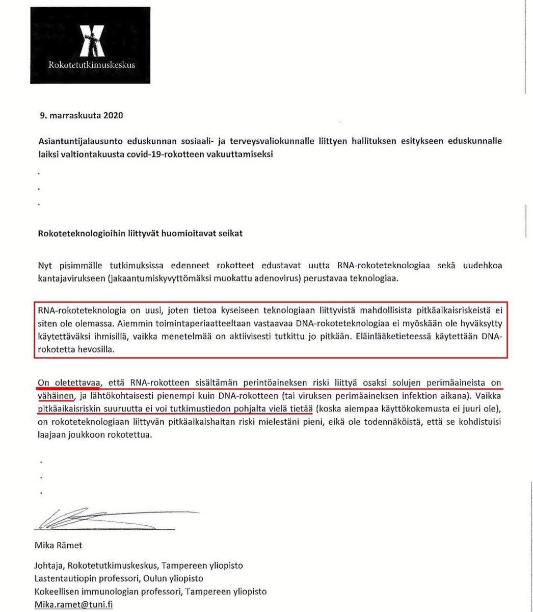 Muistutus siitä, mitä Rämet lausui #koronarokote pitkäaikaisriskeistä eduskunnan stv:lle 11/2020.

Tämä oli tieto tuolloin ja tällaiselta pohjalta sitten luotiin sote-rokotepakko ja koronapassi.