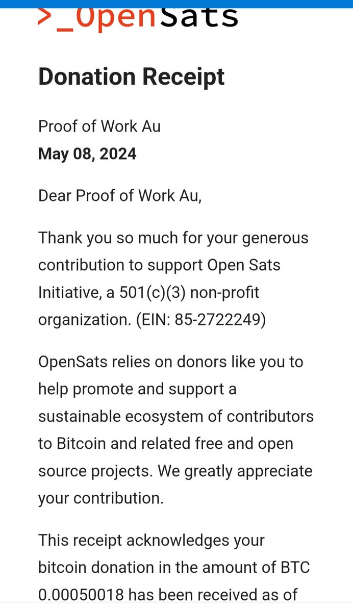 ausbtcclub's tweet image. Thank you to the #bitcoindevelopers, the heart beat of the network. 

@OpenSats 

Small donation on behalf of our members at Proof of Work Au.