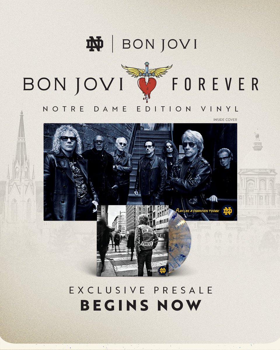 Livin’ on a Prayer. …a prayer that one of these limited-edition, @NotreDame-themed vinyl of @BonJovi’s new album, FOREVER can be ours 🤩 Pre-order yours today → bit.ly/3wudzkv #GoIrish