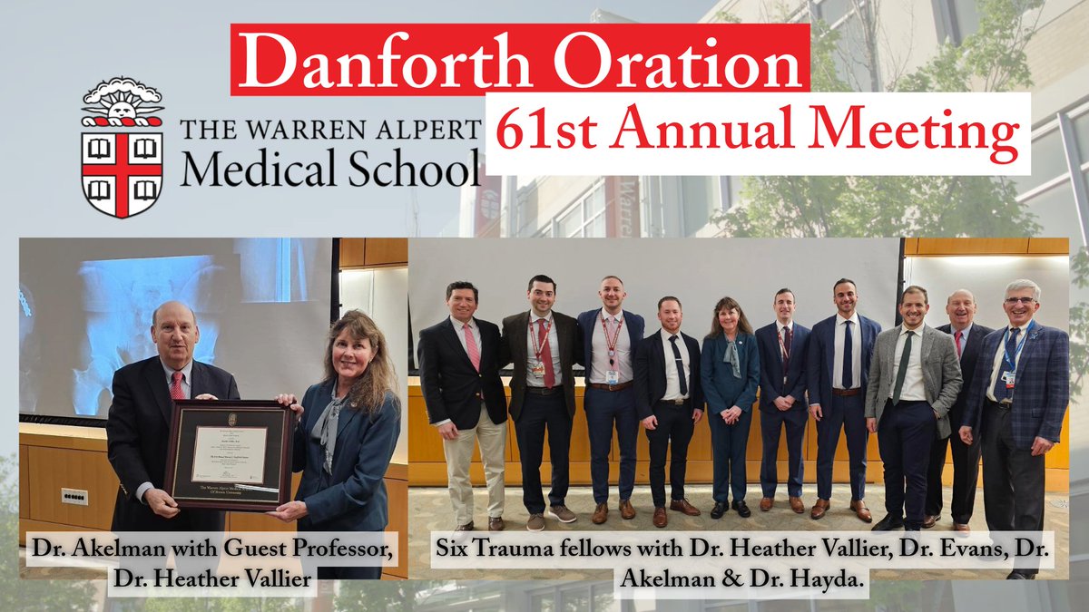 Our 61st annual Danforth Oration was held Wednesday at the Warren Alpert Medical School. In attendance were guest professor, Dr. Heather Vallier, six Trauma fellows, Dr. Evans, Dr. Hayda and Dr. Akelman. Presentations were given by Dr. Vallier’s as well as the Trauma fellows.