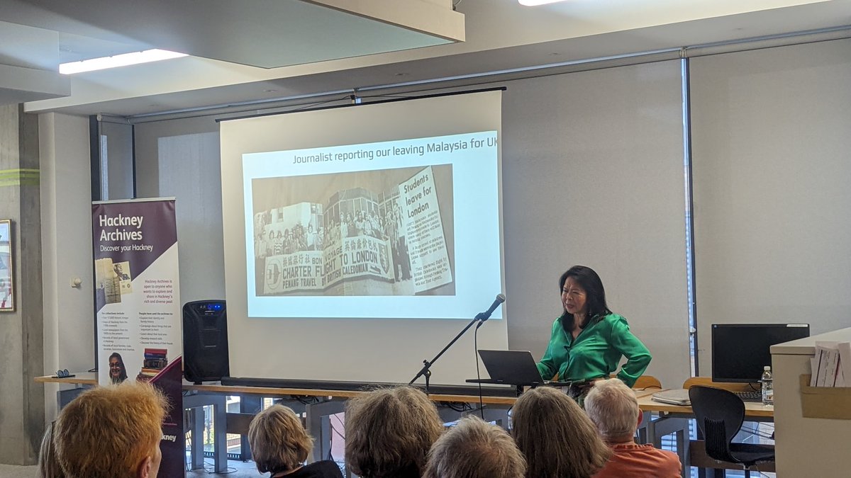 Fascinating talk by Chock Glendinning on coming to #Hackney as a Malaysian nurse at @ArchivesHackney - another packed house on Day 1 of Hackney #History Festival!