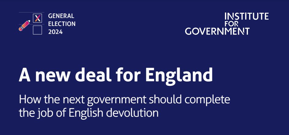 🏆Our #Researchoftheweek goes to @instituteforgov for their report ‘A new deal for England: How the next government should complete the job of English devolution.’ (1/7)🧵⬇️

instituteforgovernment.org.uk/publication/ne…