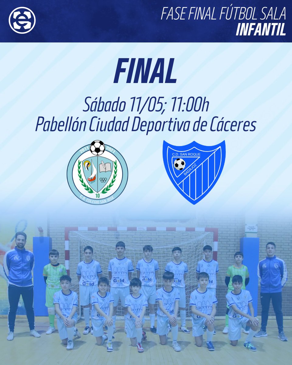 🔹DÍA DE PARTIDO🔹

ℹ Final Campeonato Extremadura Infantil 
🆚 CD San Roque
📅 11/05
🏟 Pabellón Ciudad Deportiva de Cáceres
⏰ 11:00h
📺 youtube.com/live/Cf1ud0TN8…

#SueñaAzul
#123SanJosé🩵