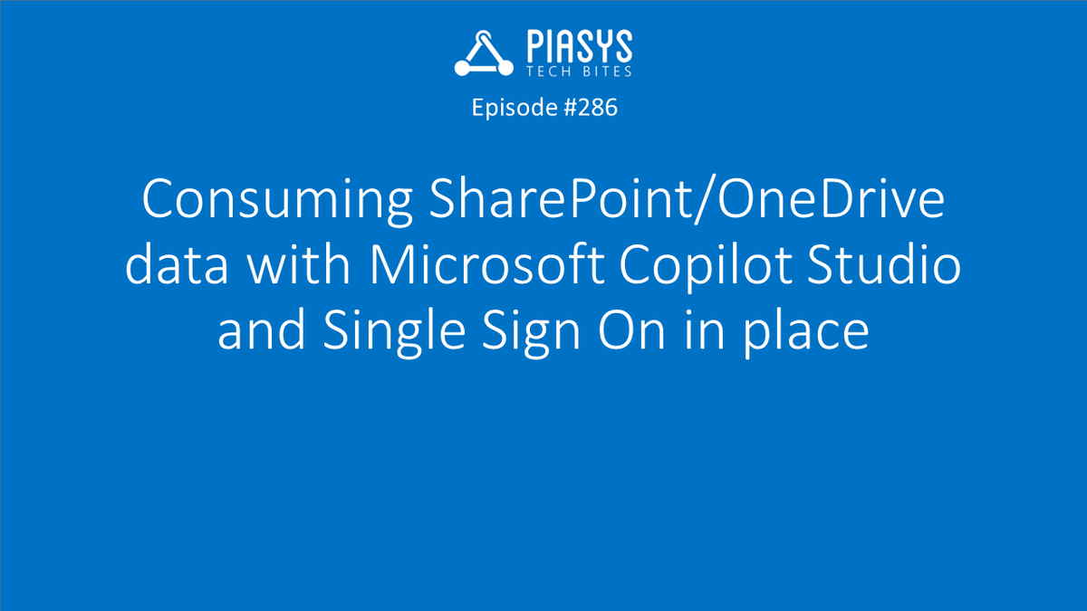 PaoloPia's tweet image. Learn how to configure #MicrosoftCopilotStudio #MCS with #SingleSignOn to access #SharePoint Online data with a custom #Copilot watching this #PiaSysTechBites video youtu.be/dbD2vOboPX0 #microsoft365dev youtube.com/@PiaSysTechBit…