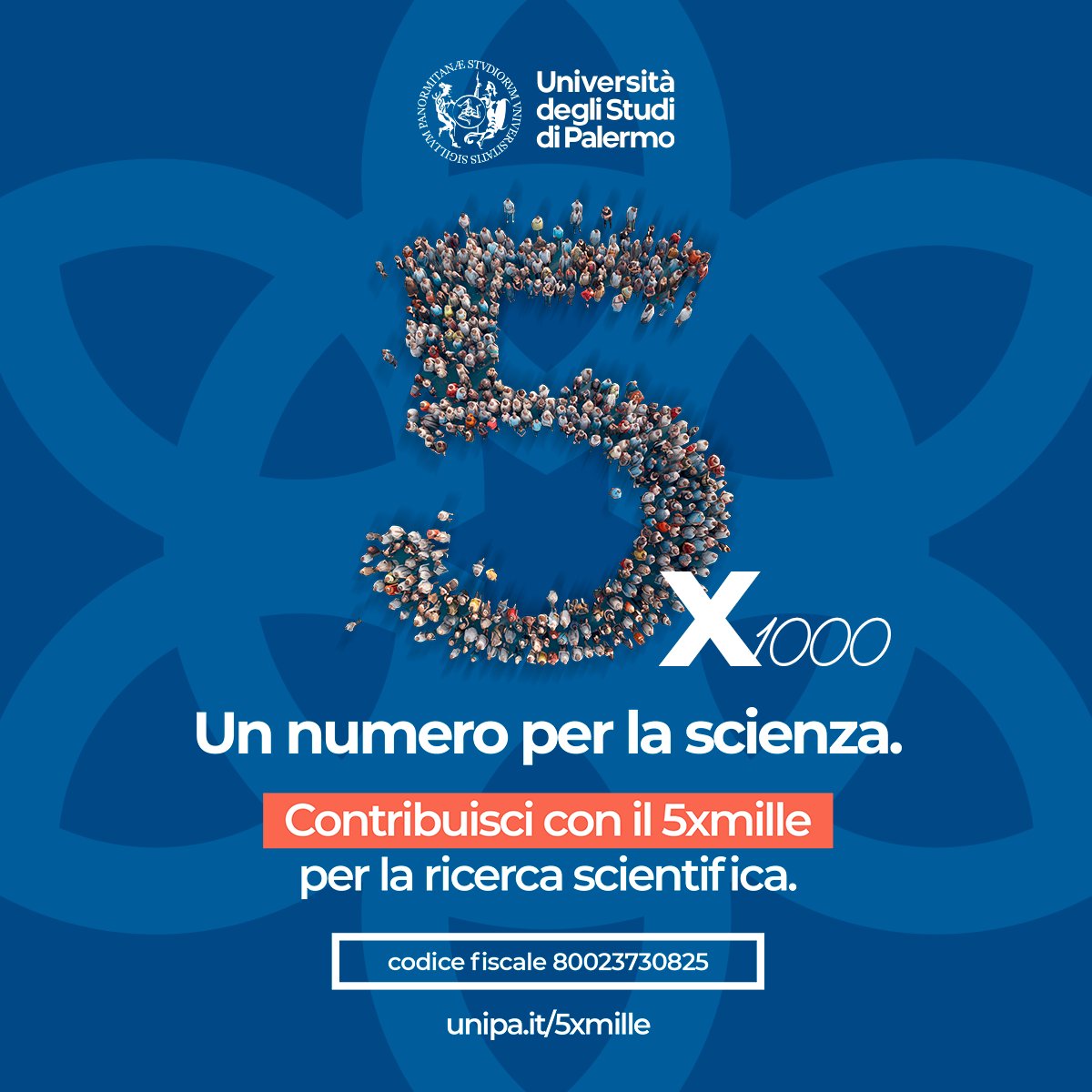 🔬𝟱𝘅𝟭𝟬𝟬𝟬 | 𝗨𝗻 𝗻𝘂𝗺𝗲𝗿𝗼 𝗽𝗲𝗿 𝗹𝗮 𝘀𝗰𝗶𝗲𝗻𝘇𝗮 Dona il 5x1000 all'Università degli Studi di Palermo per sostenere la ricerca Tutte le info qui 👉🏻 unipa.it/5xmille 𝘜𝘯𝘪𝘗𝘢, 𝘷𝘪𝘷𝘪 𝘣𝘦𝘯𝘦, 𝘴𝘵𝘶𝘥𝘪 𝘮𝘦𝘨𝘭𝘪𝘰.