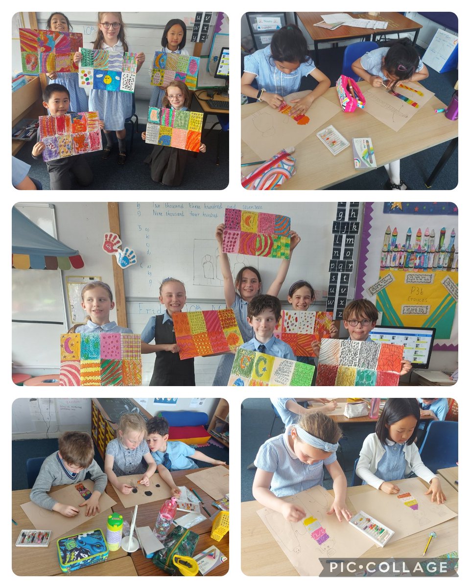 P3 are very busy working on African inspired art. We are using repeated patterns and bright colours.