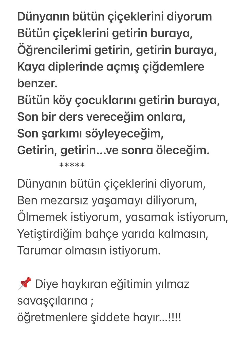 Eğitimin yılmaz savaşçılarına…
#öğretmeneşiddetehayır