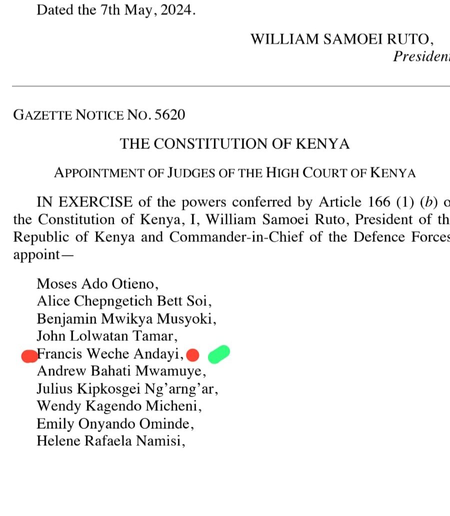 We extend our heartfelt congratulations to Justice Francis Weche Andayi on his well-deserved appointment as a Judge of the High Court by President @WilliamsRuto. His appointment fill us with immense pride, knowing that one of our own from Khwisero will now serve as judge. Linturi