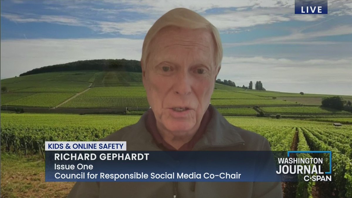 Joining us now is Issue One's Council for Responsible Social Media Co-Chair and former Democratic congressman Richard Gephardt (@dickgephardt) to discuss efforts to pass the Kids Online Safety Act. Watch here: tinyurl.com/2nsudewu
