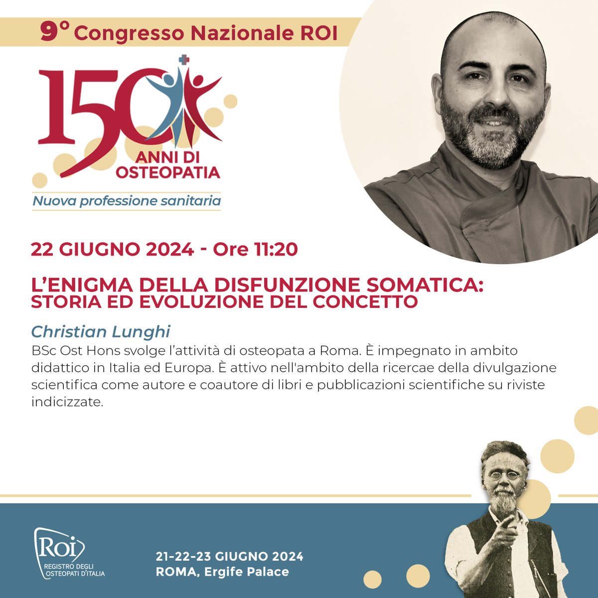 Vi siete già iscritti al #CongressoROI2024? Fatelo ora per non perdere nemmeno un momento del ricchissimo programma che abbiamo preparato.
Come l'intervento di Christian Lunghi
registro-osteopati-italia.com/iscrizione-con…

#osteopati #osteopatia #osteopata