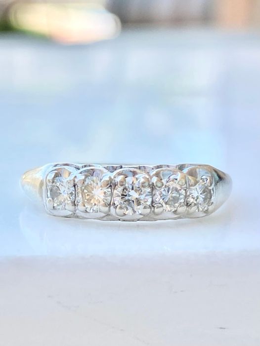 Excited to share the latest addition to my #etsy shop: Half Carat Diamond Wedding Band in 14k Gold, Five Stone Ring etsy.me/3Ut7gWg #diamond #wedding #ring #band #14k #gold #EtsyStarSeller #LittleWomenVintage #etsy #etsyshop #etsystore