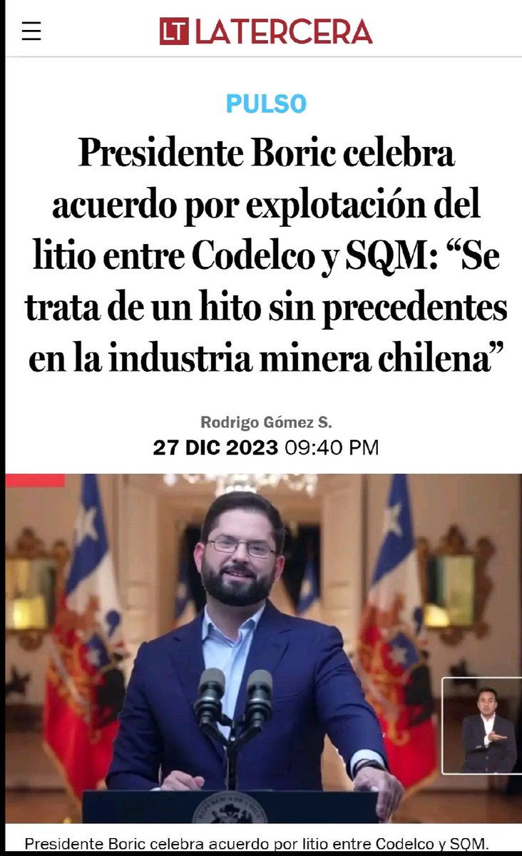 Resultado... aún no pasa nada y Chile está siendo 'madrugado', por vecinos más eficientes, que tienen el mismo mineral. Estos zurdos no dan pie con bola!!