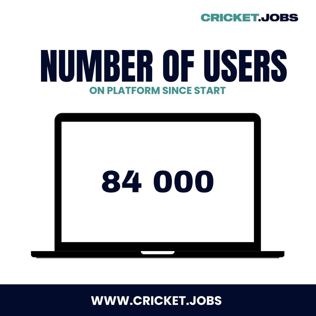 84 000 users on the platform since we started 🚀 Posting over 700+ jobs since starting and helping 1000s of people by just being able to make job seeking easy and educating any who need, on how we can become more employable 🤝 Sign up to cricket.jobs 💻