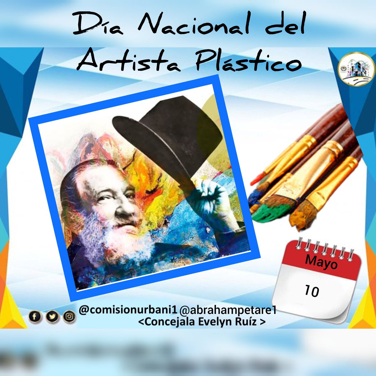 #10May Día Nacional del Artista Plástico. Celebrado desde 1983, en conmemoración al natalicio a Armando Reverón, considerado uno de los mejores artistas del siglo XX. ¡Feliz Día Artistas plásticos del país! #ComisiónDeUrbanismo #VenezuelaFestivalDeAmor