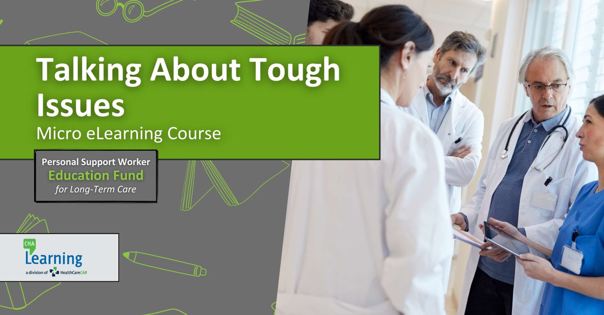 Learn to navigate challenging workplace conversations in just 3 hours! The PSW Fund now offers Talking About Tough Issues: a micro eLearning course from @CHA_Learning. For more info or to enroll, go to ow.ly/t2pJ50QAoF9 @SchlegelUW_RIA @HealthCareCAN