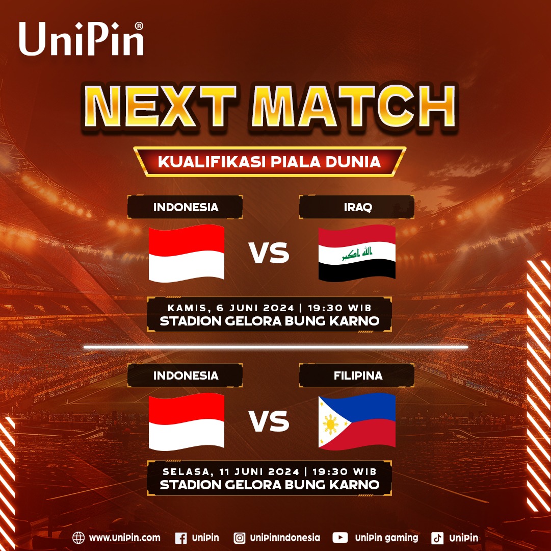 Catat tanggalnya untuk mendukung tim kebanggaan kita di kualifikasi Piala Dunia 🇮🇩 Ayo kawal Garuda Merah Putih untuk menjadi juara! #UniPin #bola #pialadunia #pildun #indonesia #timnas #DitemeninUniPin