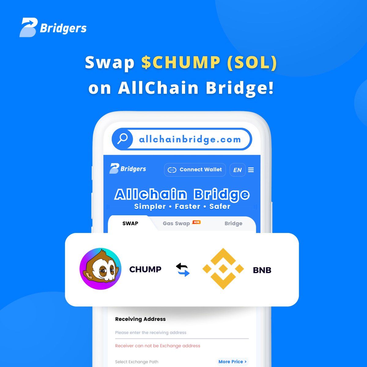 🚨 New Listing 🚨 We are excited to announce that $CHUMP from @SolChumps is listed on AllChain Bridge! Exchange $CHUMP with over 400 #crypto assets across multiple chains and experience faster transaction speeds, low fees, and a user-friendly interface! 💪 🔗 SWAP NOW…