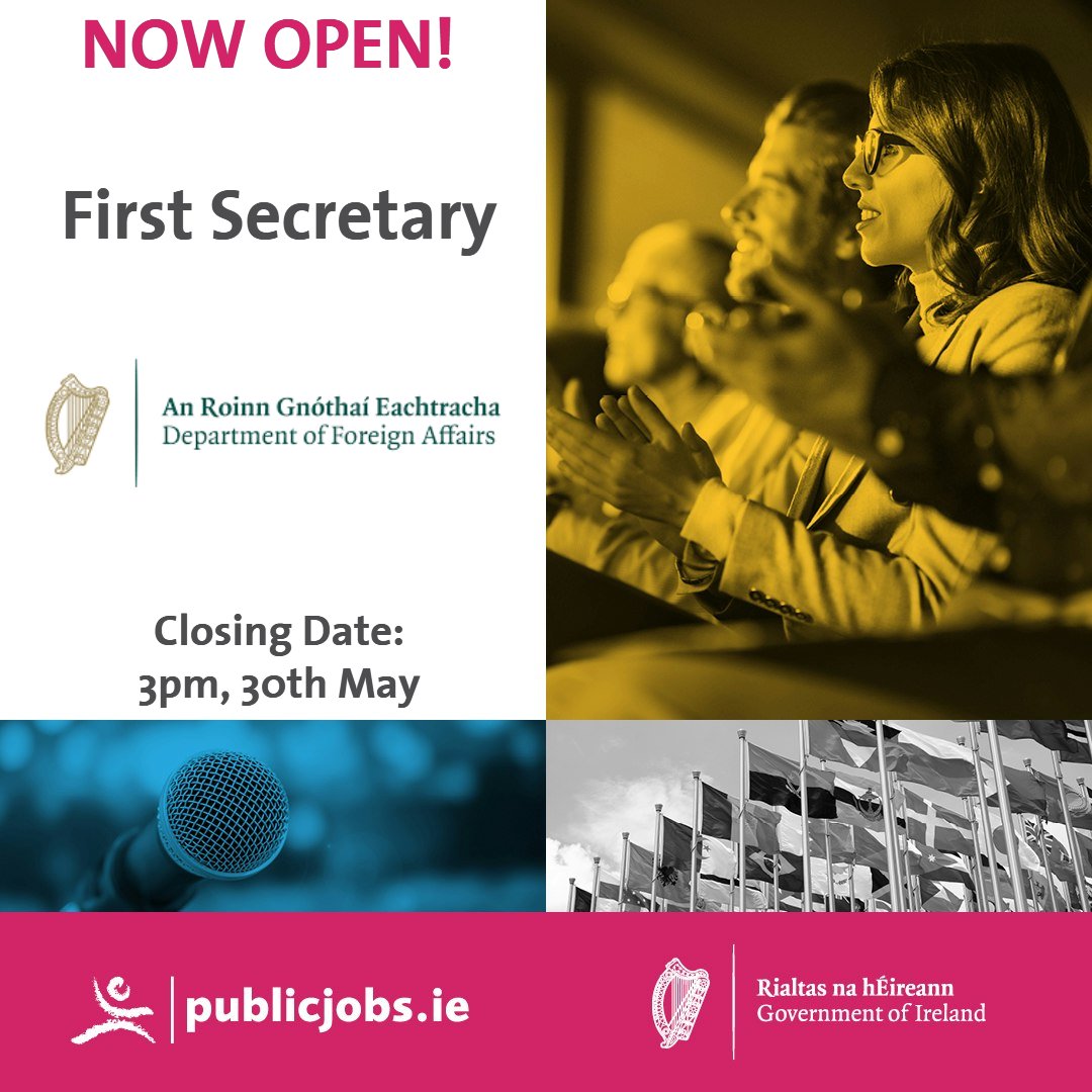 New opportunity available! The Department of Foreign Affairs are currently seeking high calibre candidates for the Diplomatic Service who will contribute to the development and implementation of Ireland’s foreign policy. Apply today! 👉bit.ly/TW_Org_FSDFA #CareersThatMatter