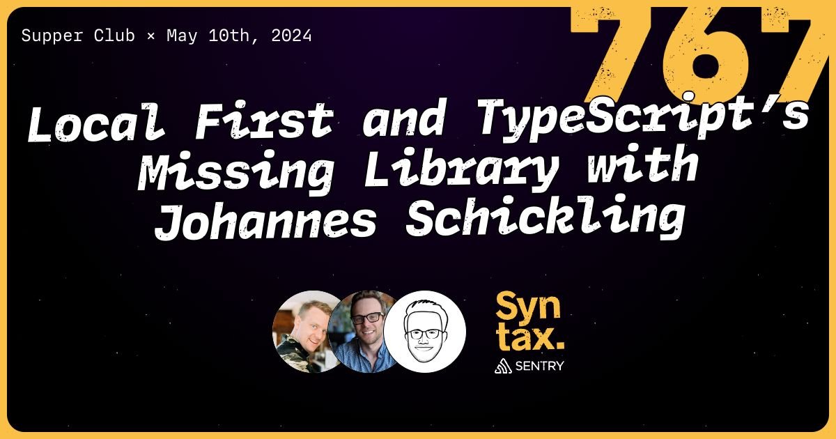 Had a really fun time on @syntaxfm with @wesbos & @stolinski chatting about ... ◆ Building a new music app (@overtone_app) ◆ How local-first enables higher quality software ◆ How Effect helps you writing better TypeScript Would love to hear your feedback!