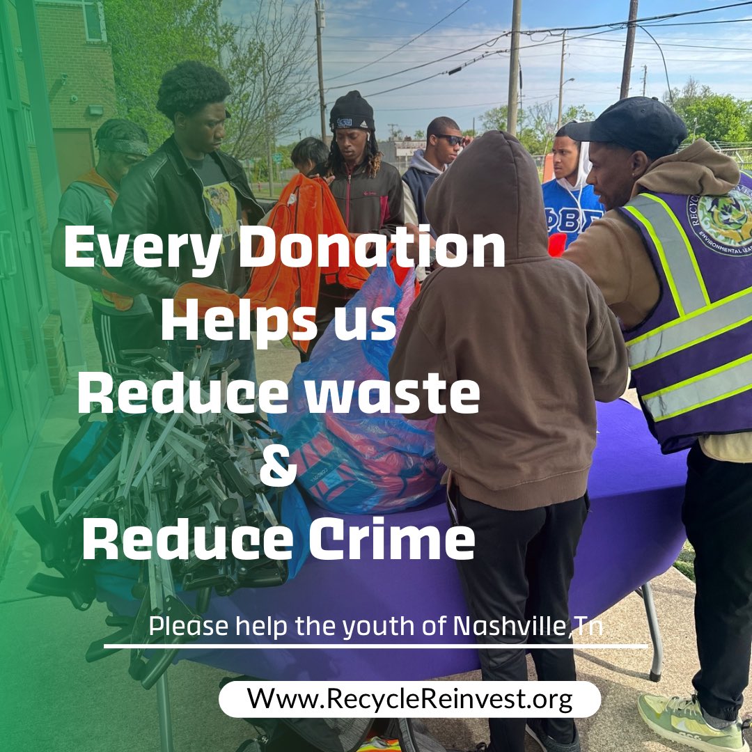 Join us in making a positive impact on both our youth and our planet by donating to Recycle and Reinvest! Your support will help fund crucial youth programs while promoting environmental sustainability and reducing crime.#DonateToday #RecycleAndReinvest