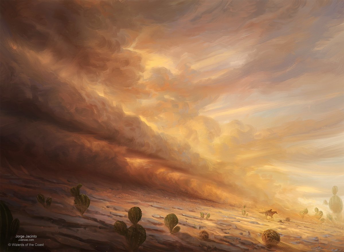 'Sandstorm Surge' for @wizards_magic Outlaws of Thunder Junction

Very fun assignment and it's always fun to paint cloudy stuff 😁

Painted in @Procreate

#mtg #mtgart #mtgthunder #fantasyart