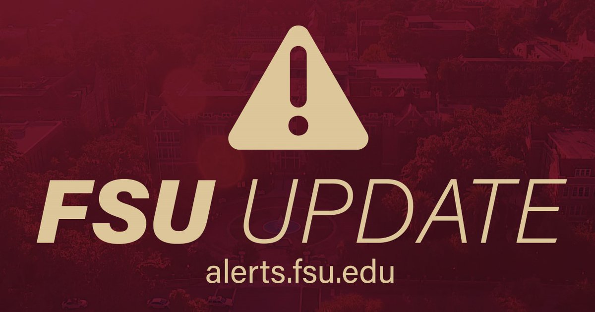 The FSU campuses in Tallahassee are closed Friday, May 10, due to this morning's severe weather. Nonessential personnel, students and visitors should avoid campuses in Tallahassee until further notice. Thank you for your cooperation. Visit alerts.fsu.edu for updates.