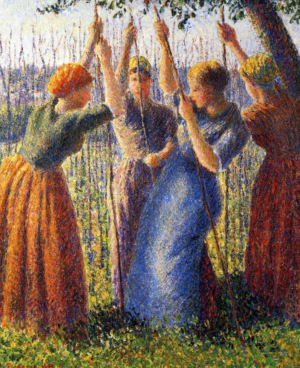 Mujeres campesinas plantando estacas (1891), Camille Pissarro (1830-1903).
