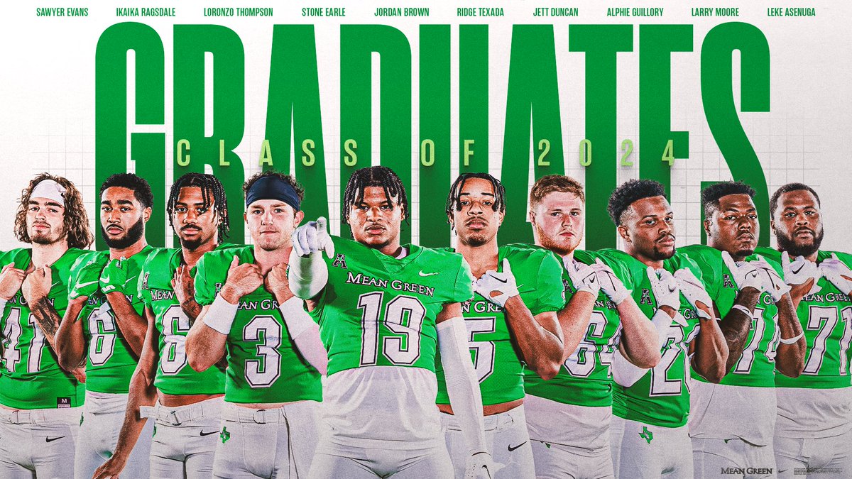 Congratulations to the members of our Mean Green Football family who are graduating this weekend! 👨‍🎓 #GMG🦅