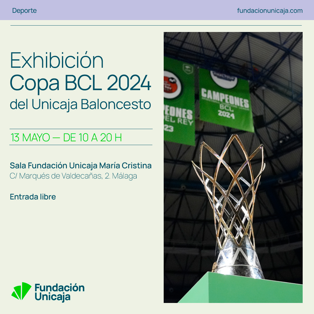 🏀 No te quedes sin tu foto con la Copa de la
@BasketballCL 2024 lograda por nuestro @unicajaCB, ¡somos campeones! 💜💚#YoSoyDelUnicaja

⏰ Exhibición de 10 a 20 horas

📍 Sala #FundaciónUnicaja María Cristina