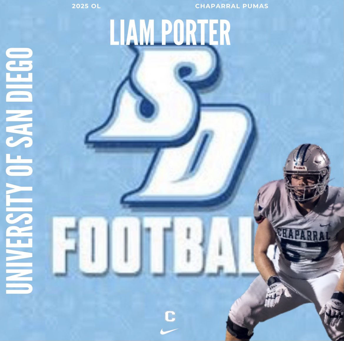 Liam Porter (@liam_porter2025) on Twitter photo After a great conversation with @Coach_Govan I am excited to announce that I have received an offer to play for <a href="/USDFootball/">San Diego Football</a>!
<a href="/Coach_Ramer/">Coach Ramer</a> <a href="/chaparralpumafb/">Chaparral Puma Football</a> After a great conversation with @Coach_Govan I am excited to announce that I have received an offer to play for <a href="/USDFootball/">San Diego Football</a>!
<a href="/Coach_Ramer/">Coach Ramer</a> <a href="/chaparralpumafb/">Chaparral Puma Football</a>