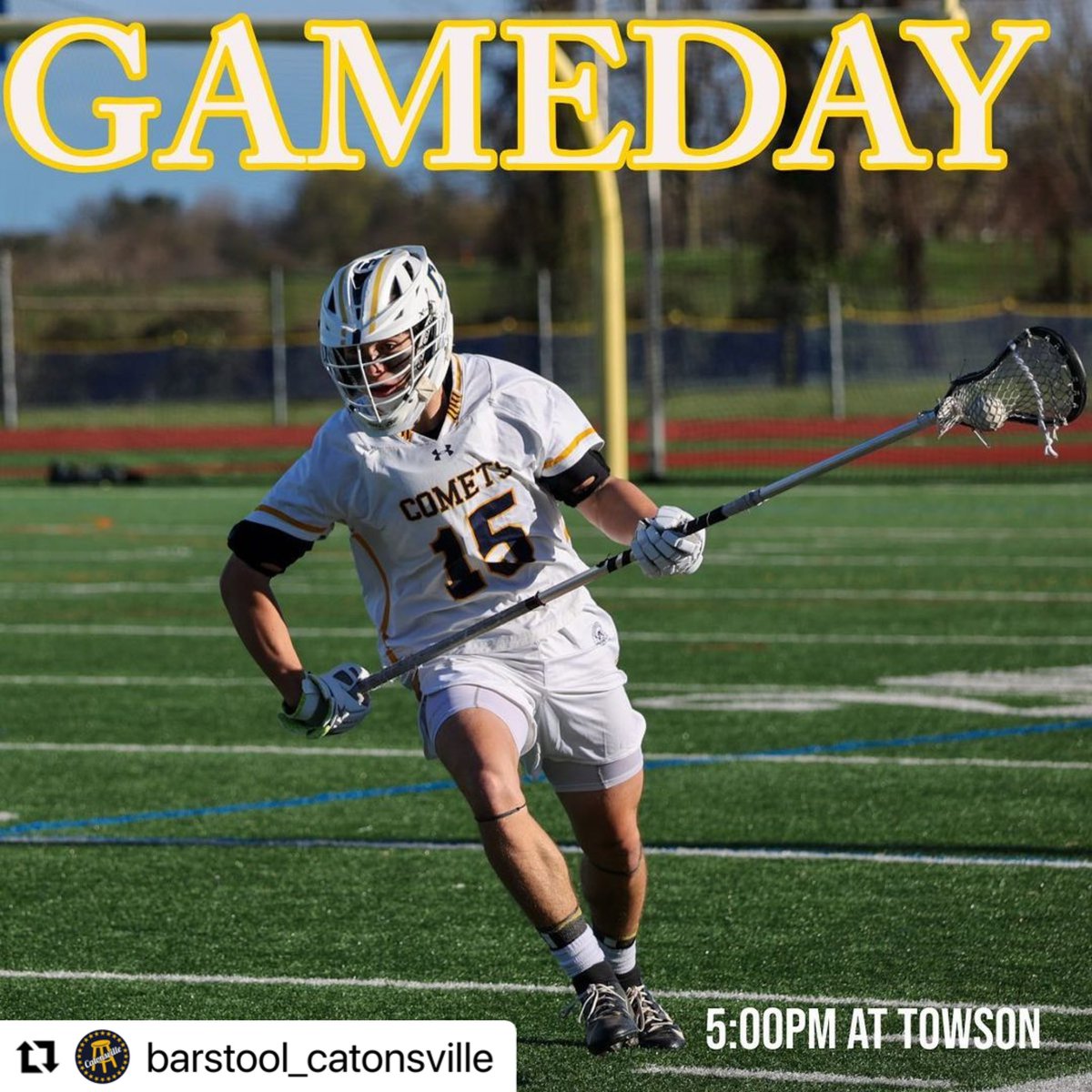 Gameday at Towson!
Go Comets!

Big one today in Towson.
Pop out and support the guys!