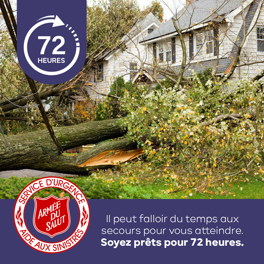 Lorsqu'une urgence survient, être préparé peut faire toute la différence.
Les secours peuvent prendre du temps pour vous atteindre, il est donc crucial d'avoir un plan qui vous couvre pendant au moins 72 heures. Apprenez à vous préparer en cas d'urgences : getprepared.gc.ca