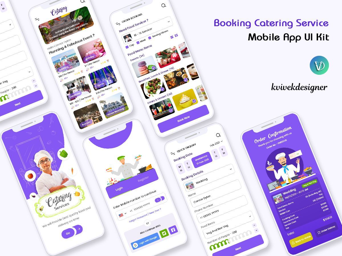 Download Booking Catering Services Mobile App UI Kitmade by @vivek14869363 at: 👉 uplabs.com/posts/booking-…