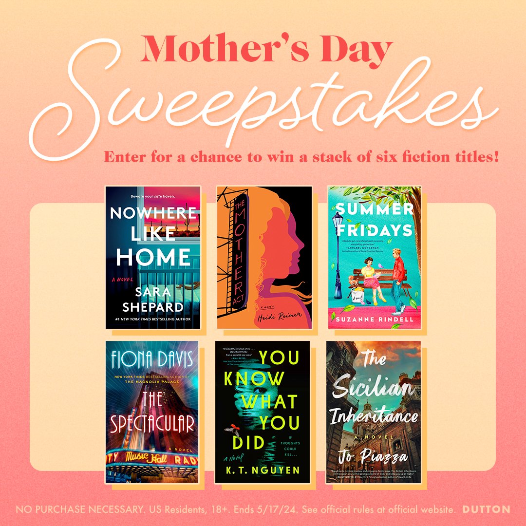 💗 SWEEPSTAKES 💗 Win a stack of six fiction titles for yourself or the mother figure in your life! All you have to do is go to sites.prh.com/mothersdayswee… and enter for a chance to win. Giveaway ends 5/17. Goodluck!