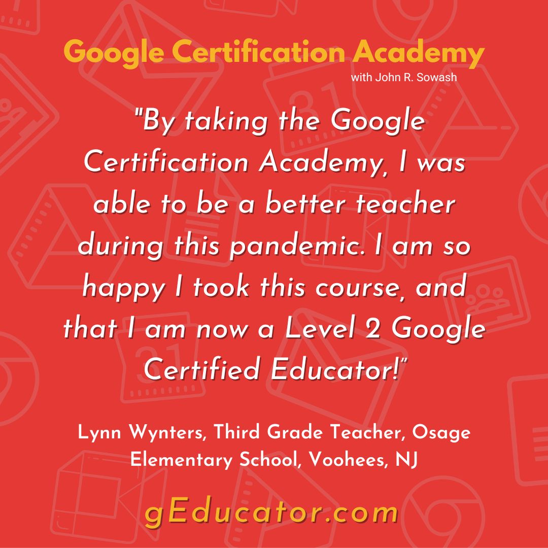 I really enjoy the teachers I have met through the Google certification Academy. We have a fun time together and get to share all kinds of creative ways to use technology in the classroom. Join me: geducator.com/gca?utm_source…