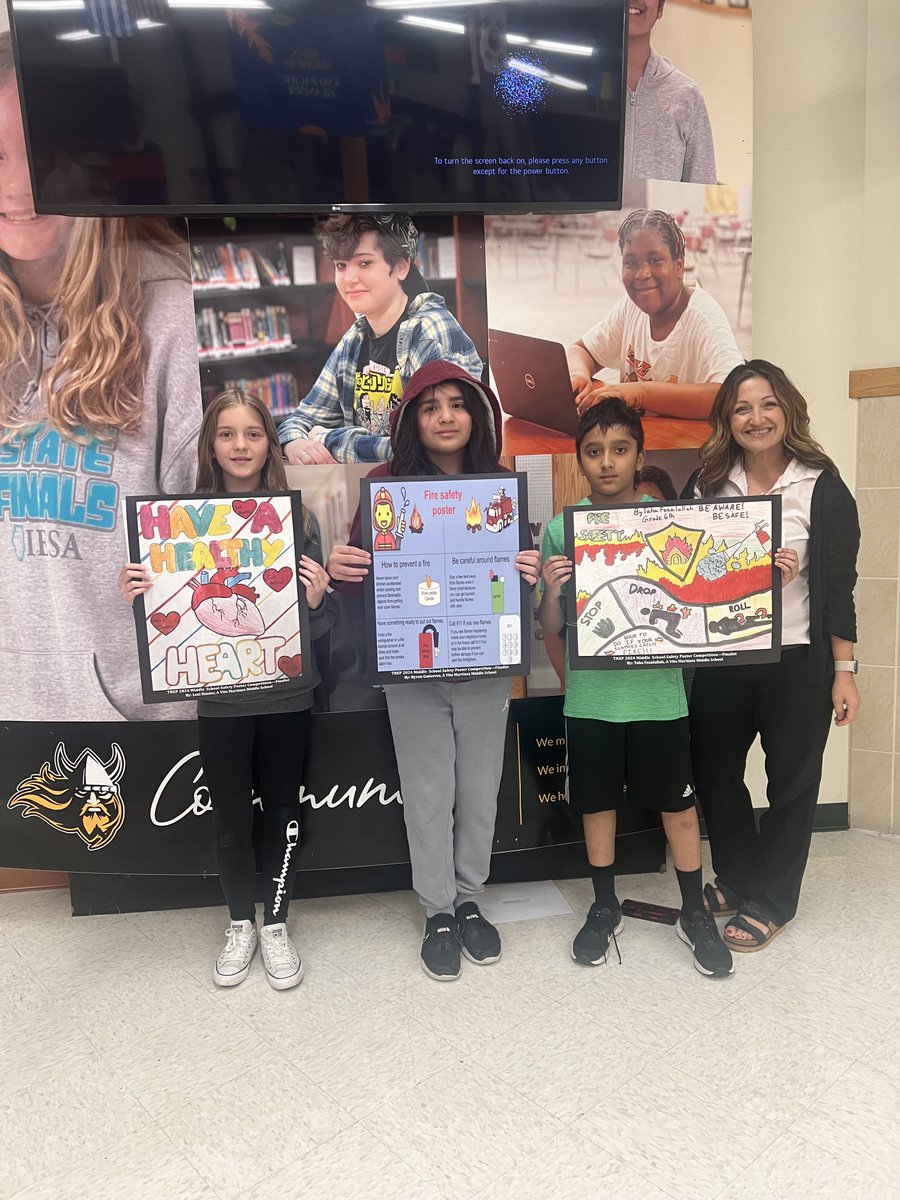 Congrats to Lexi Hauter, Taha Fazalullah, and Byron Gutierrez for winning the Three Rivers Education Partnership SAFETY poster contest. They each won a certificate, a large poster of their drawing, and $50. Way to go Vikings! #everylearner365