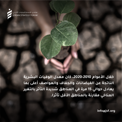 خلال الأعوام 2010-2020، كان معدل الوفيات البشرية الناتجة عن الفيضانات والجفاف أعلى بما يعادل حوالي 15 مرة في المناطق شديدة التأثر بالتغير المناخي مقارنة بالمناطق الأقل تأثراً. للاطلاع على دراسة المنتدى بعنوان: يوم الأمم المتحدة العالمي للأرض: jsf.org/uploads/2023/0… #JSFJo